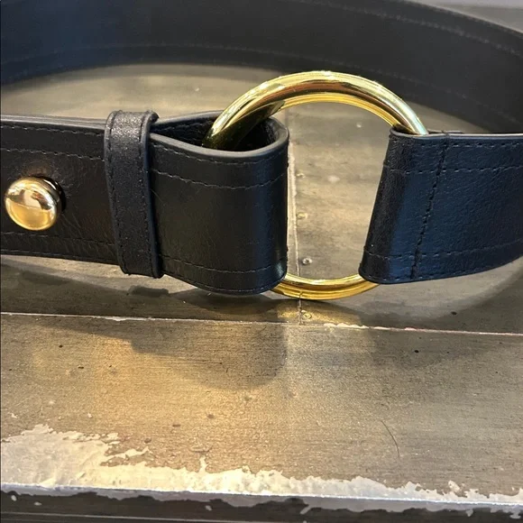 Saks Fifth Avenue Black Leather Belt - Picture 3 of 10